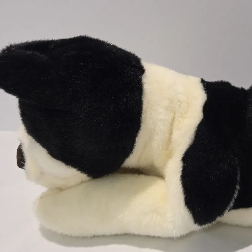 Russ Berrie Frazier Puppy Dog Plush Black White 15” Weighted Floppy Stuffed Toy